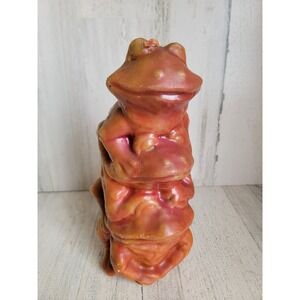 Large wax totem pole frog toad candle pillar unique vintage home decor